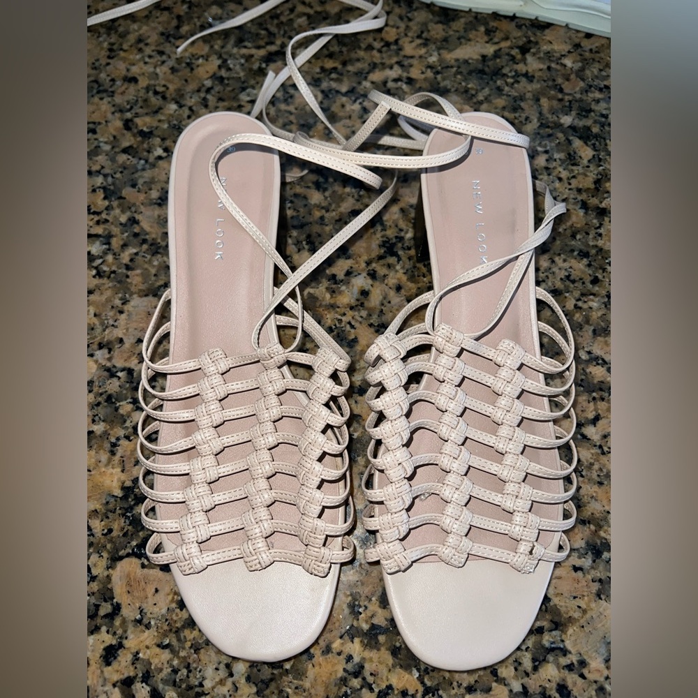 New Look Cream Woven Strappy Sandals